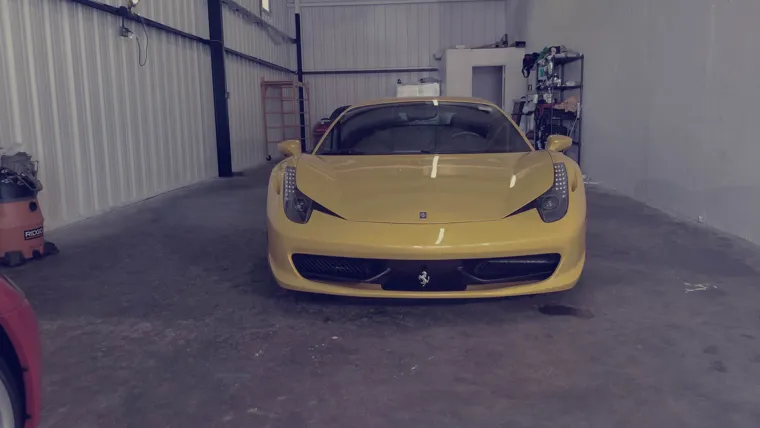 Yellow Ferrari, front view