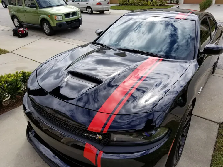 Black Dodge Viper with red stripes
