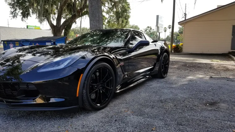 Black Corvette in the shade