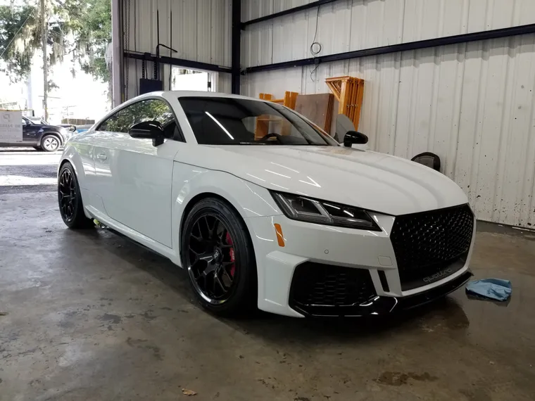 White Audi in the detailing studio