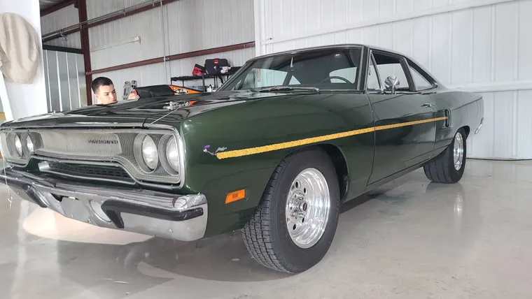 Green classic muscle car