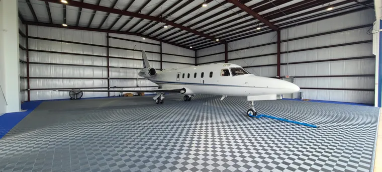White jet in the detailing hangar