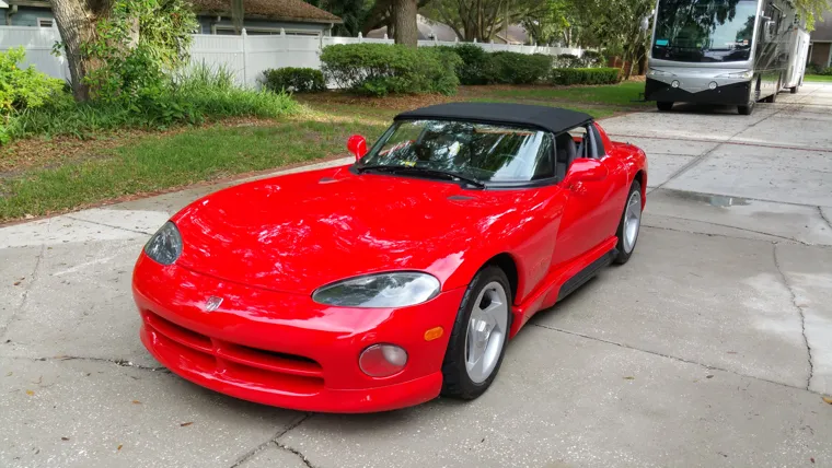 Red Dodge Viper outdoors