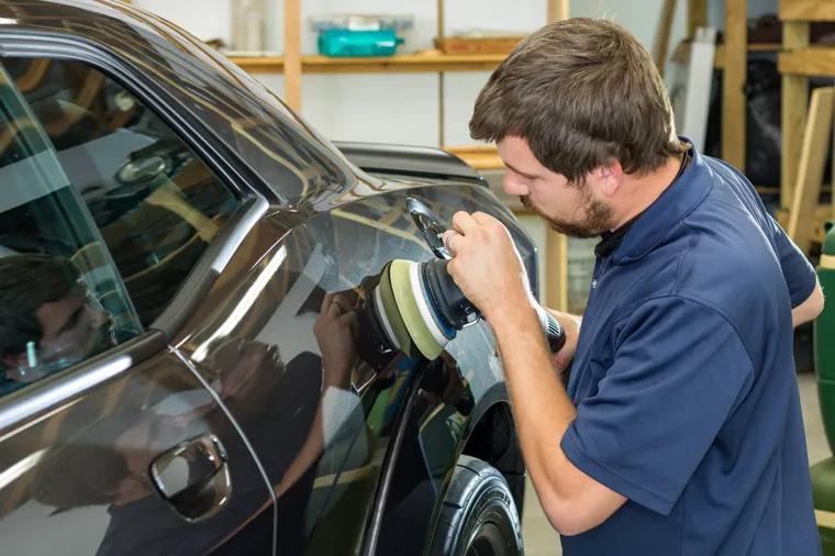 Polishing a door panel